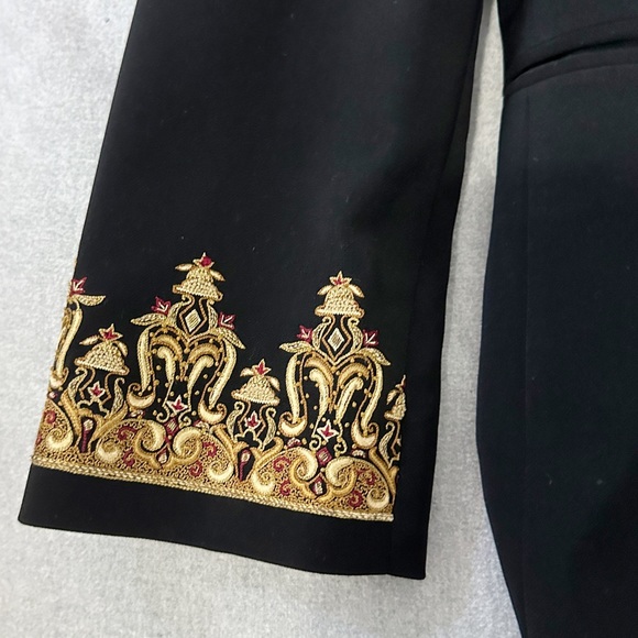 Great Condition Men Traditional Nehru Jacket Black Gold Design Silky interior - Picture 4 of 5